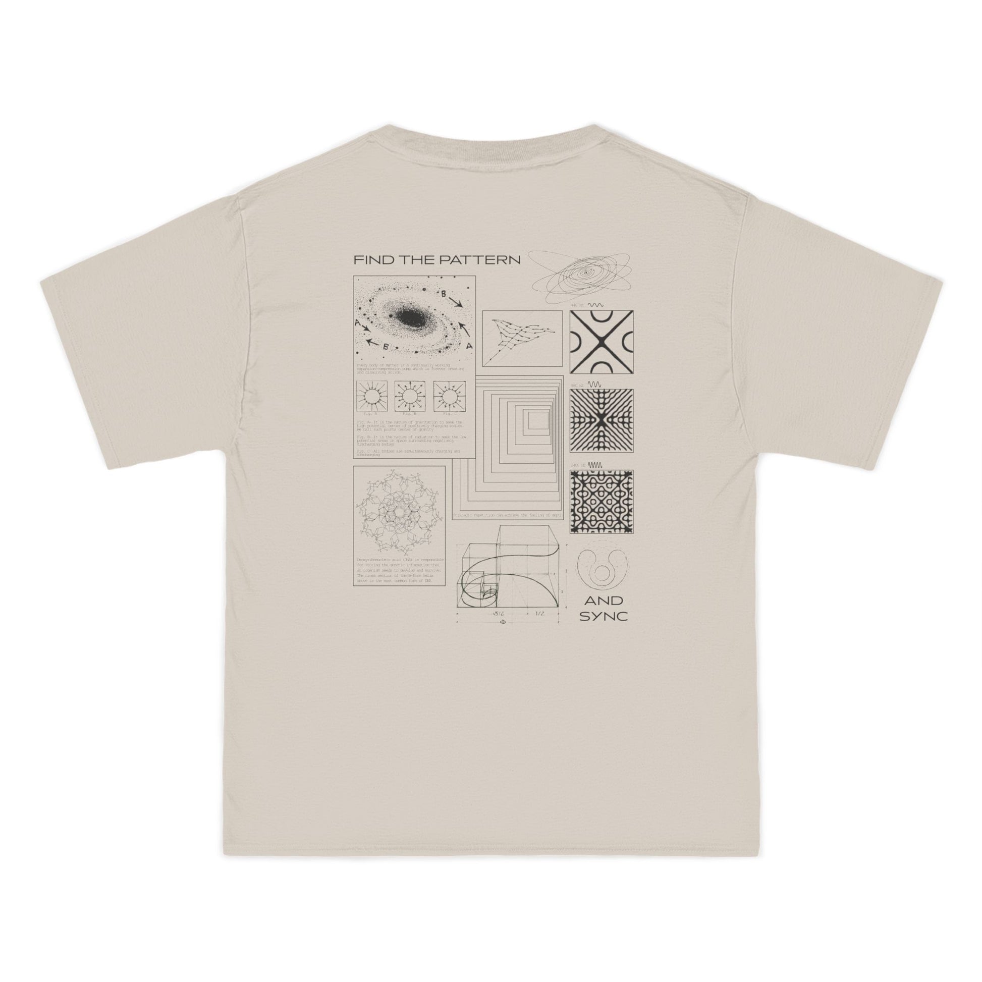 Beige t-shirt with geometric pattern design collage